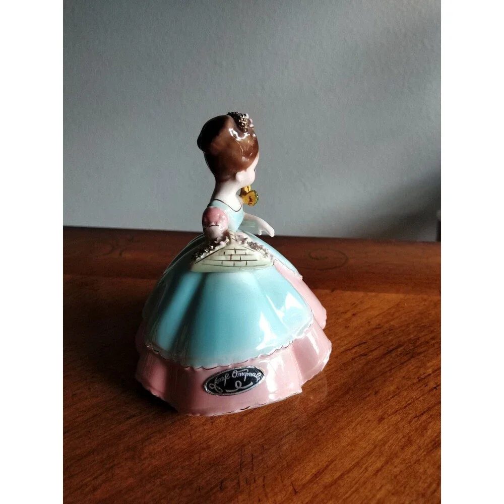 Josef Originals Girl Figurine Butterfly Flowers Pink Blue Dress 5